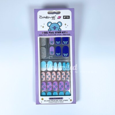 BTS BT21 The Creme Shop Koya 35pc Long Wear Gel Nail Strip Kit Peri-twinkle