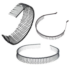 3 Pcs Unisex Black Metal Toothed Hairdressing Hair Band Head Band Hair Hoop Teet