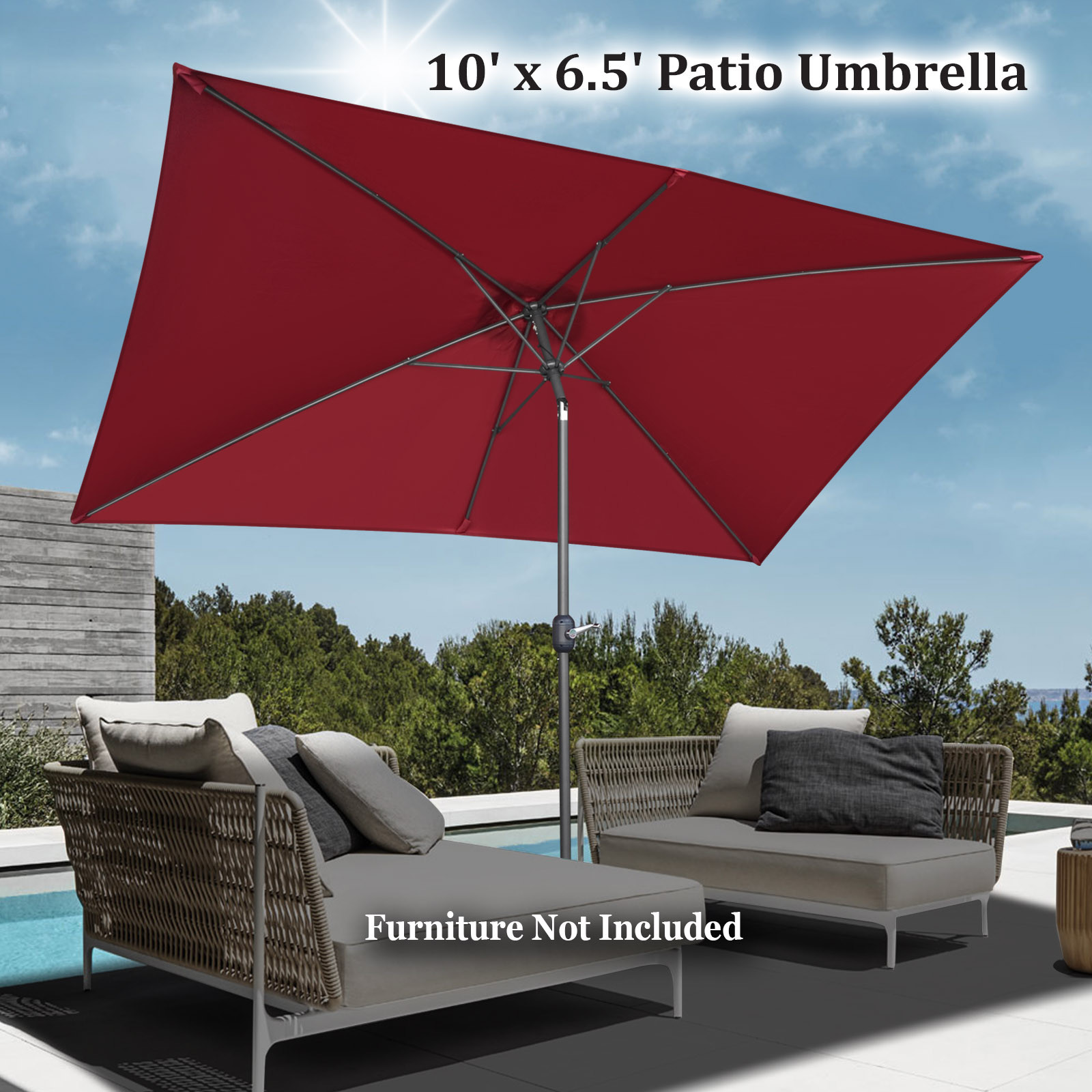 C Hopetree Rectangle Led Patio Umbrella 6ft 6in X 10 Ft Outdoor Market Parasol For Sale Online Ebay