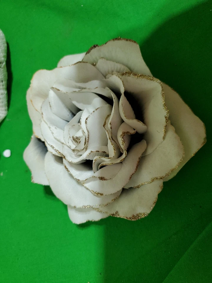 Vintage Corsage Wedding Prom White and  Gold Rose Corsage  - Image 3 of 4