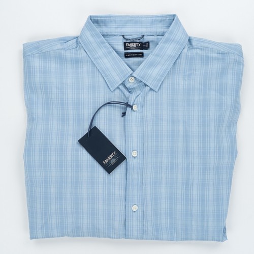FAHERTY Ice Falls Plaid Blue The Movement Shirt Cotton Button-Up Regular Fit 2XL