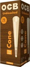 OCB Virgin Unbleached Cones 1 1/4 (1.25) 75 Count Box