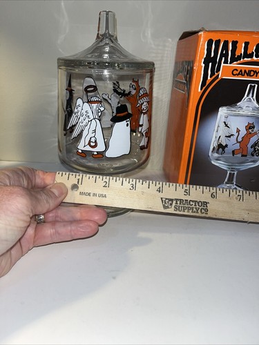 Vintage 1986 Action Industries Halloween Candy Jar Ghost Trick-or-Treat W/ Box - Picture 6 of 9