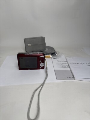 Nikon COOLPIX L20 10.0MP Digital Camera Bundle Red Tested w/ Accessories NICE!