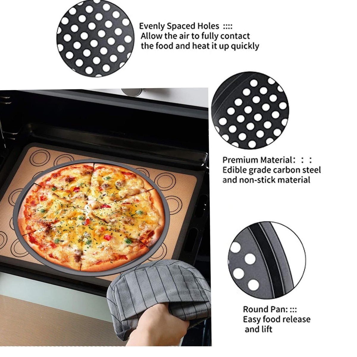 Pizza Trays For Oven Pizza Pan Pizza Baking Pan Black Baking Sheets For ...