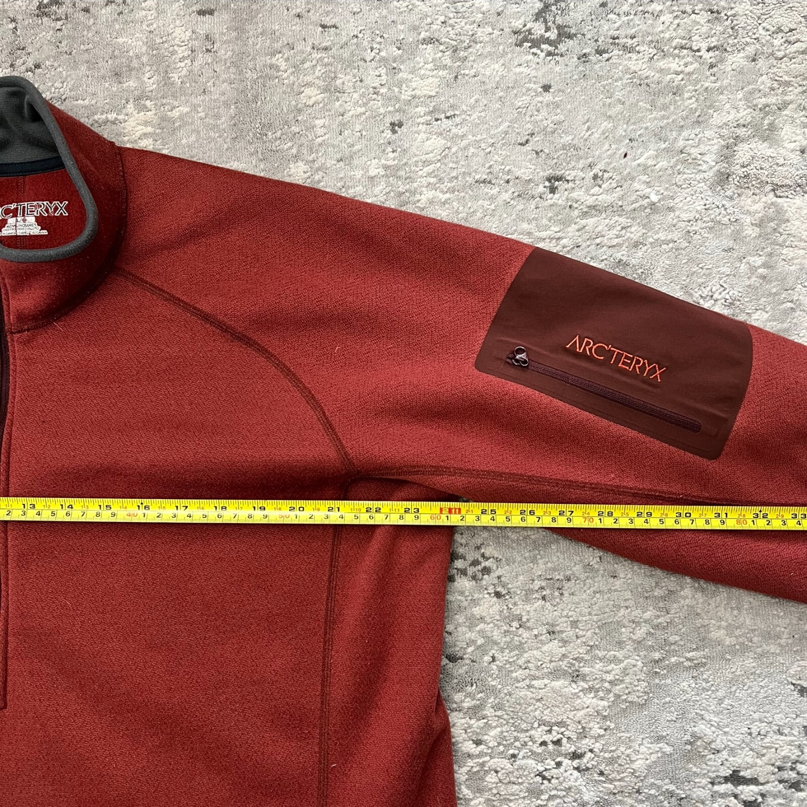 Maglione vintage Arc'teryx Sniper 1 2 zip antivento in pile in sequoia taglia large