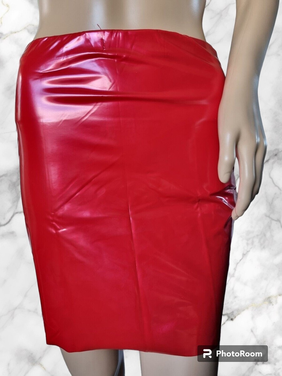 Boohoo Red Halloween Vinyl High Waisted Mini Skirt Size UK