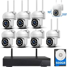 8 Pcs PTZ Cameras Wireless CCTV Security Camera System WiFi 16CH 4K NVR Audio
