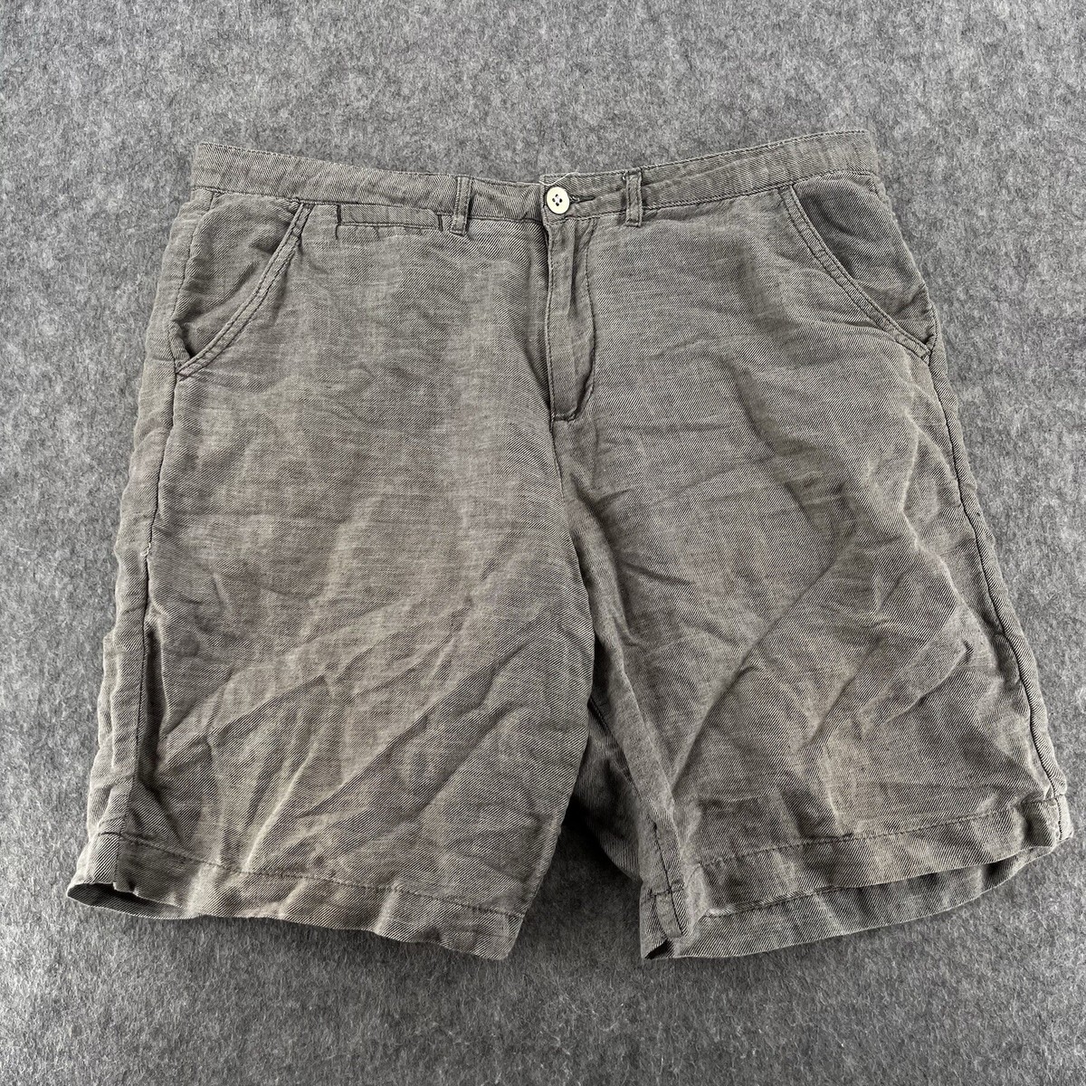 Jachs New York Mens Gray Solid Linen Blend Shorts Size 36