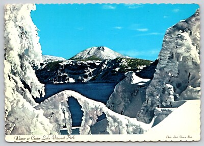 Postcard Winter at Crater Lake National Park Oregon Cascade Mountains Mt Mazama