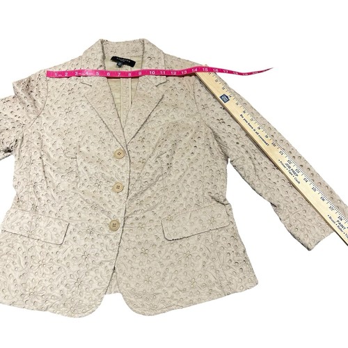 Talbots hellbraun Lux Ösen 3/4 ungefüttert romantisch Boho Jacke Blazer schick Gr. 12P gebraucht, in einwandfreiem Zustand - Bild 9 von 10