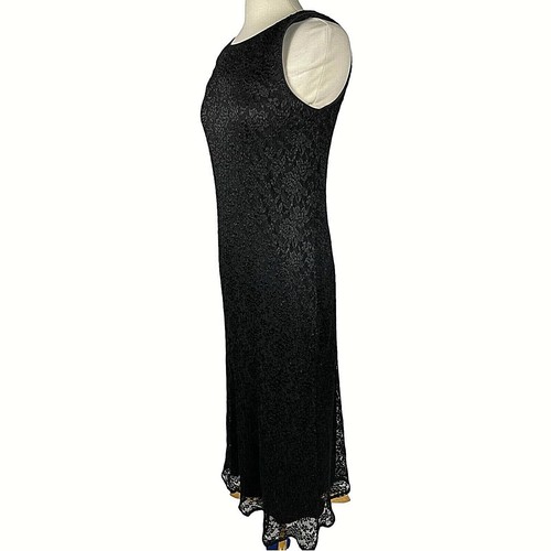 Nikki Morgan sleeveless summer ladies black evening Lace long Sz. 6 Formal Lined - Picture 7 of 8
