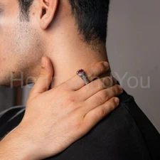 1ct Oval Cut Garnet Skeleton Rib Cage Ring for Men 14k White Gold Plated