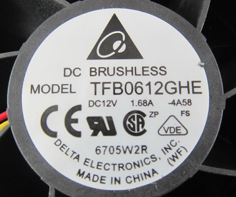 1pc Delta TFB0612GHE 60x60x38mm 60mm 6038 12V 1.68A DC Cooling Fan 6P Connector - Image 3 of 4
