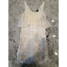 American Eagle Fringe Dress Cream Boho Sleeveless Size 0