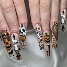 Halloween Press on Nails Long Square Fake Nails with Halloween Press on Nails5