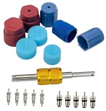 Air Conditioning Valve Core Kit,Cap  Valve Air 19Pcs AC Valve Core Kit