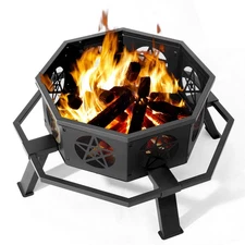 35" Outdoor Metal Fire Pit Backyard Patio Garden Octagon Shape Stove Heater