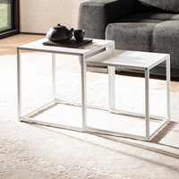 Beistelltisch Finebuy Satztisch Metall 2 Teilig Couchtisch Tisch Set Weiß