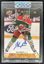 2020-21 Clear Cut Jack Hughes UD Canvas Autograph Auto #CS-JH Devils