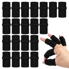 20 PCS Finger Sleeves Black Sport Finger Brace Protector Compression Sleeve Brea