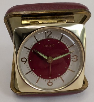 Vintage Reisewecker Klappuhr Seiko mechanisch Taschenuhr funktioniert