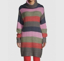 Solutions! Women's Gray Color-Blocked Turtleneck Pullover Sweater Dress Size S