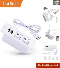 Recessed Power Strip with 2 AC Outlets 2 USB Ports - Ideal for Desktops