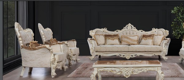 Sofa Sofas Sessel Sitz Sofagarnitur 3+1+1 Sitzer Garnitur Set Stoff Barock Stil-image