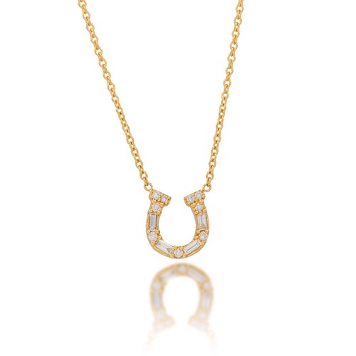 Collana a ferro di cavallo con diamanti in oro giallo 14 kt bianco - Foto 1 di 3