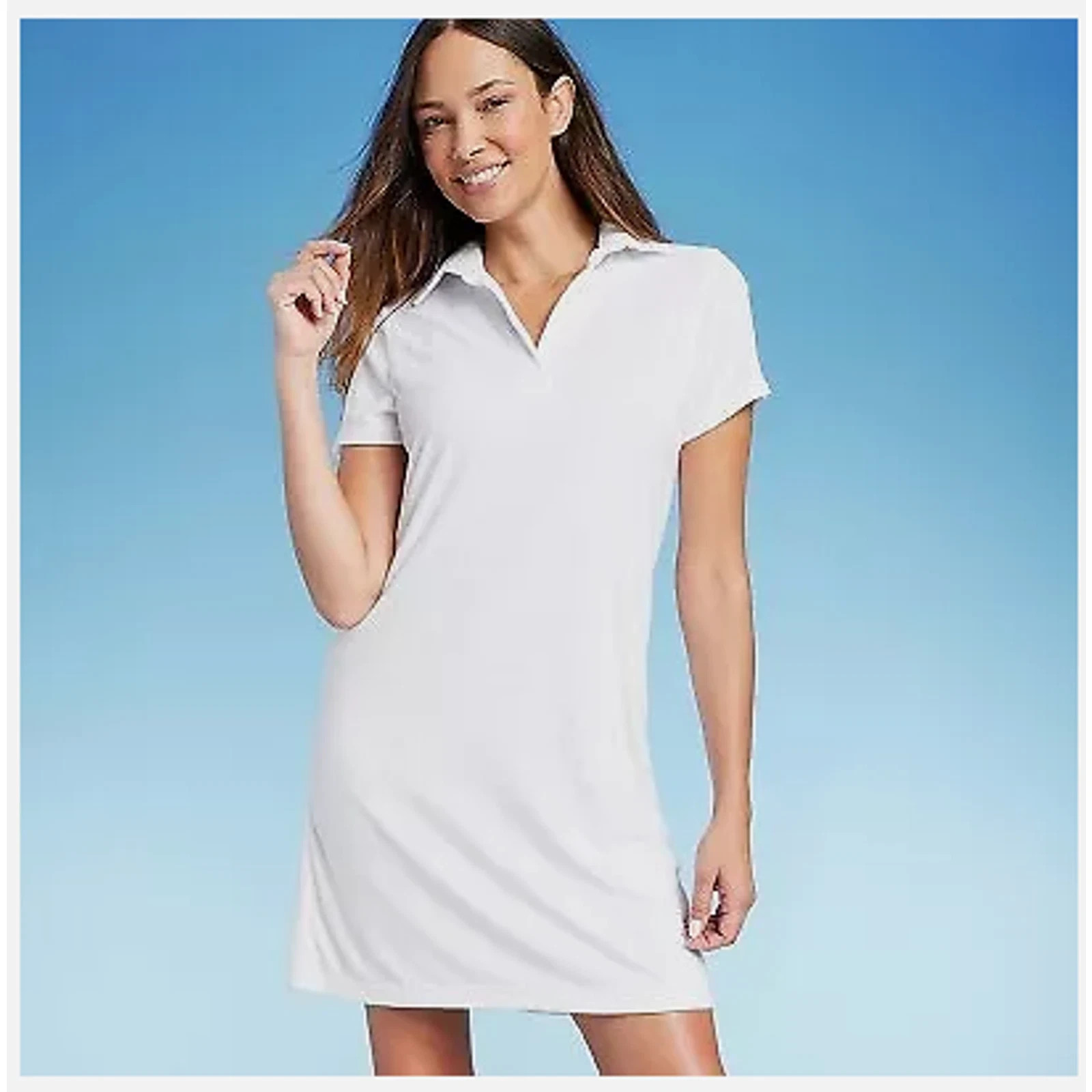 Lands' End White Terry Short Sleeve Polo Cover Up Dress Womens Sz XS (2-4) NWT