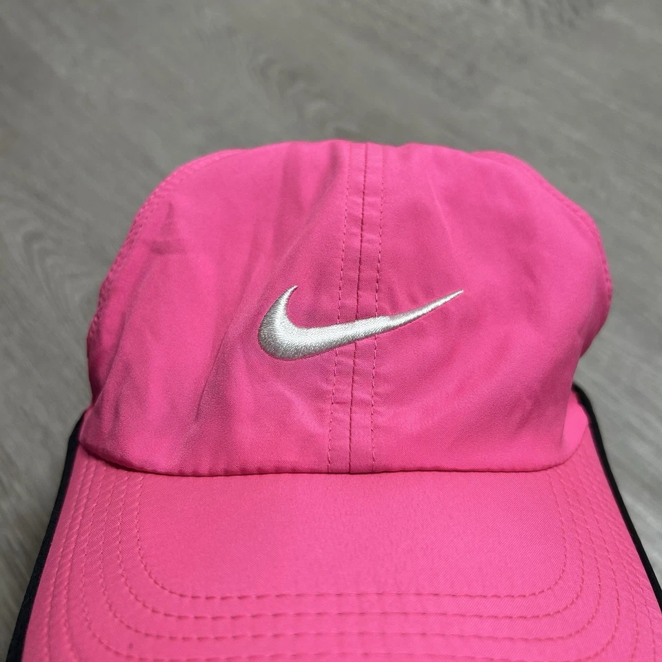 Nike Dri-Fit Featherlight Running Hat Pink Cap Embroidered Swoosh Adjustable - Image 2 of 4