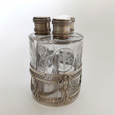 Mauger: large perfume cellar in solid silver, vermilion & glass St Louis XVI