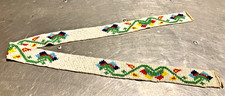 Handcrafted Seed Bead Hat Band Multi-Colored/White Floral 27" Long 1" Wide