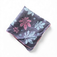 Vintage Lavender Cotton Hankie with Pink Gray Leaves