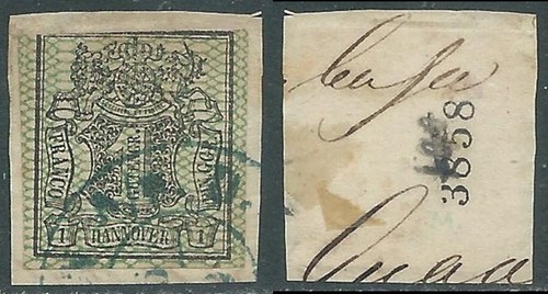 1856-57 GERMANY ANCIENT STATES HAVER USED COAT OF ARMS AND FIGURE 1G - US37