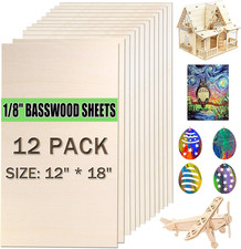 12 Pack Basswood Sheets 12"X18"X1/8" for Crafts - 3Mm Unfinished Wood Plywood Cr