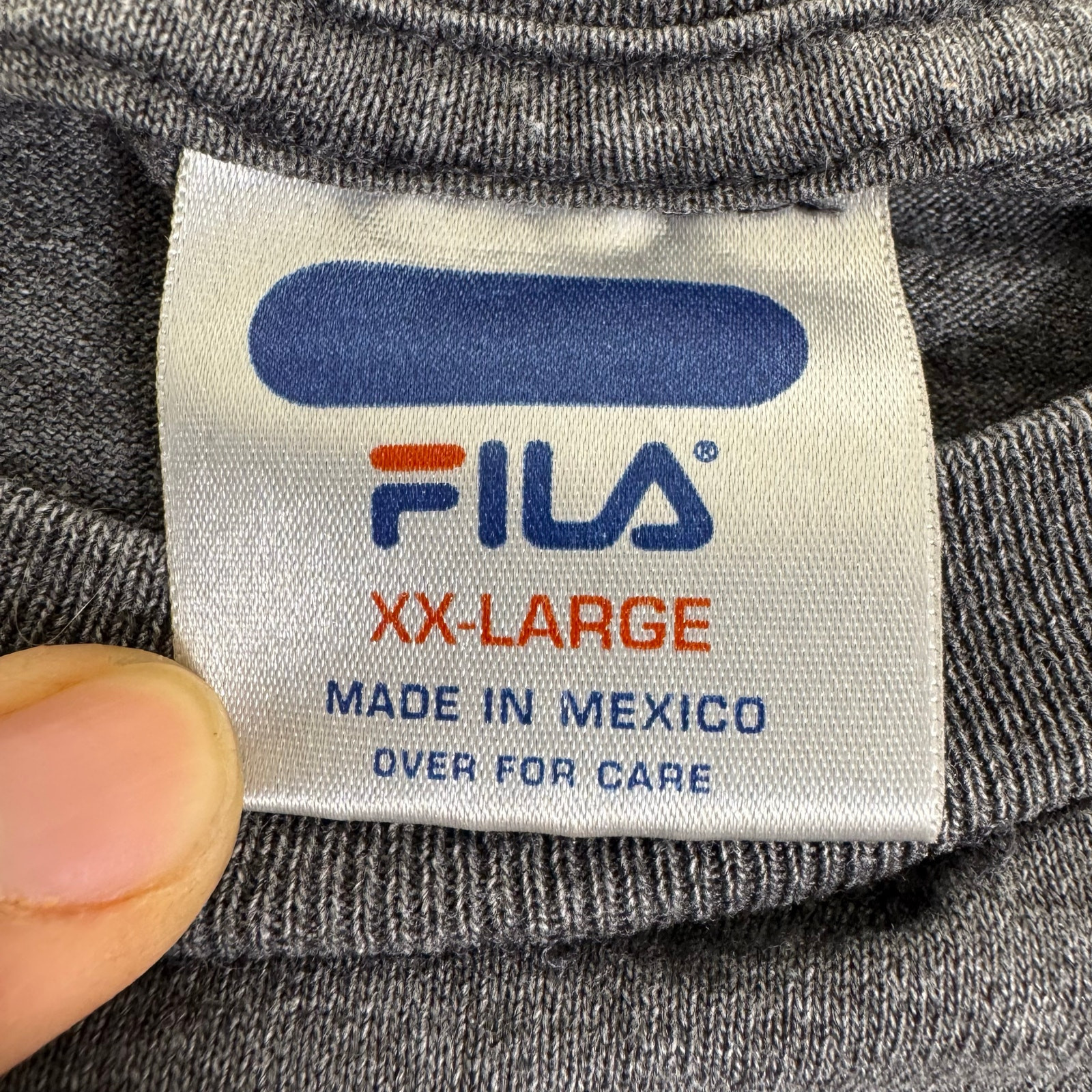 T shirt vintage FILA Active Wear Y2K logo laterale anteriore grigio taglia 2XL