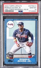 2022 TOPPS UPDATE 1987 TOPPS BB BLUE #87TBU11 RONALD ACUNA JR. PSA 10