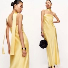 Reformation Oren Dress Silk Sunshine Yellow XL NWT