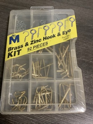 Midwest Fastener 14991 Hook and Eye Kit, Brass/Zinc NOS