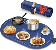 Food Warming Mat with Adjustable Temperature & Timer, Fast Heating Silicone Warm
