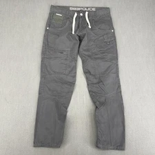 883 Police Otif Jeans Denim Pants Mens 34x31 Twisted Stone Short Drawstring Gray