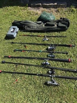 Divers Angelruten & Rollen Set, schwarz, mit Rute, Rolle & Rutentasche