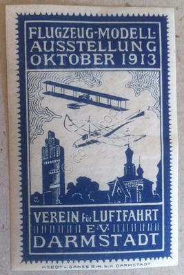 Erinnofilia Vignette Deutschland 1913 - Ausstellung Flugzeuge und Zeppelin - blau