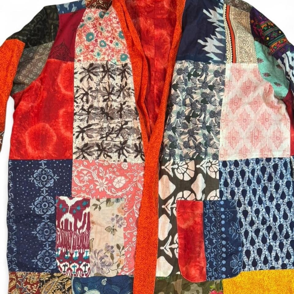 Handcrafted patchwork Kantha kimono jacket robe m… - image 7