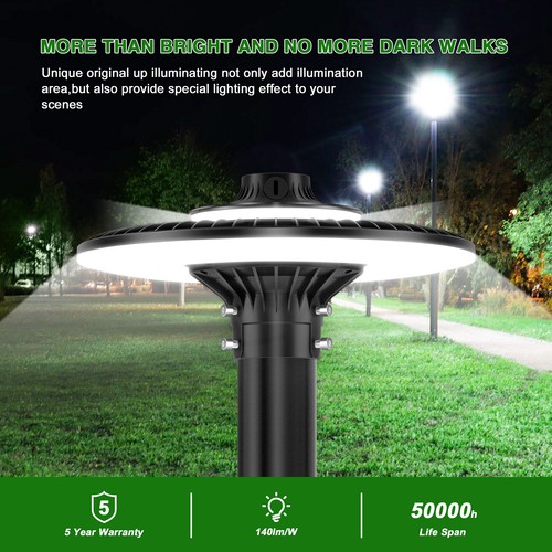 120W LED Post Top Light Dusk to Dawn Commercial Garden Yard Lighting 3000K-5000K - Picture 6 of 12