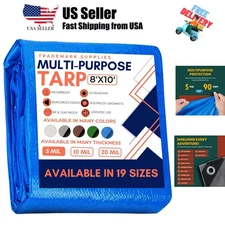 Large Waterproof Tarp- Heavy Duty Thick Poly Tarpaulin Ideal for Canopy Tents...