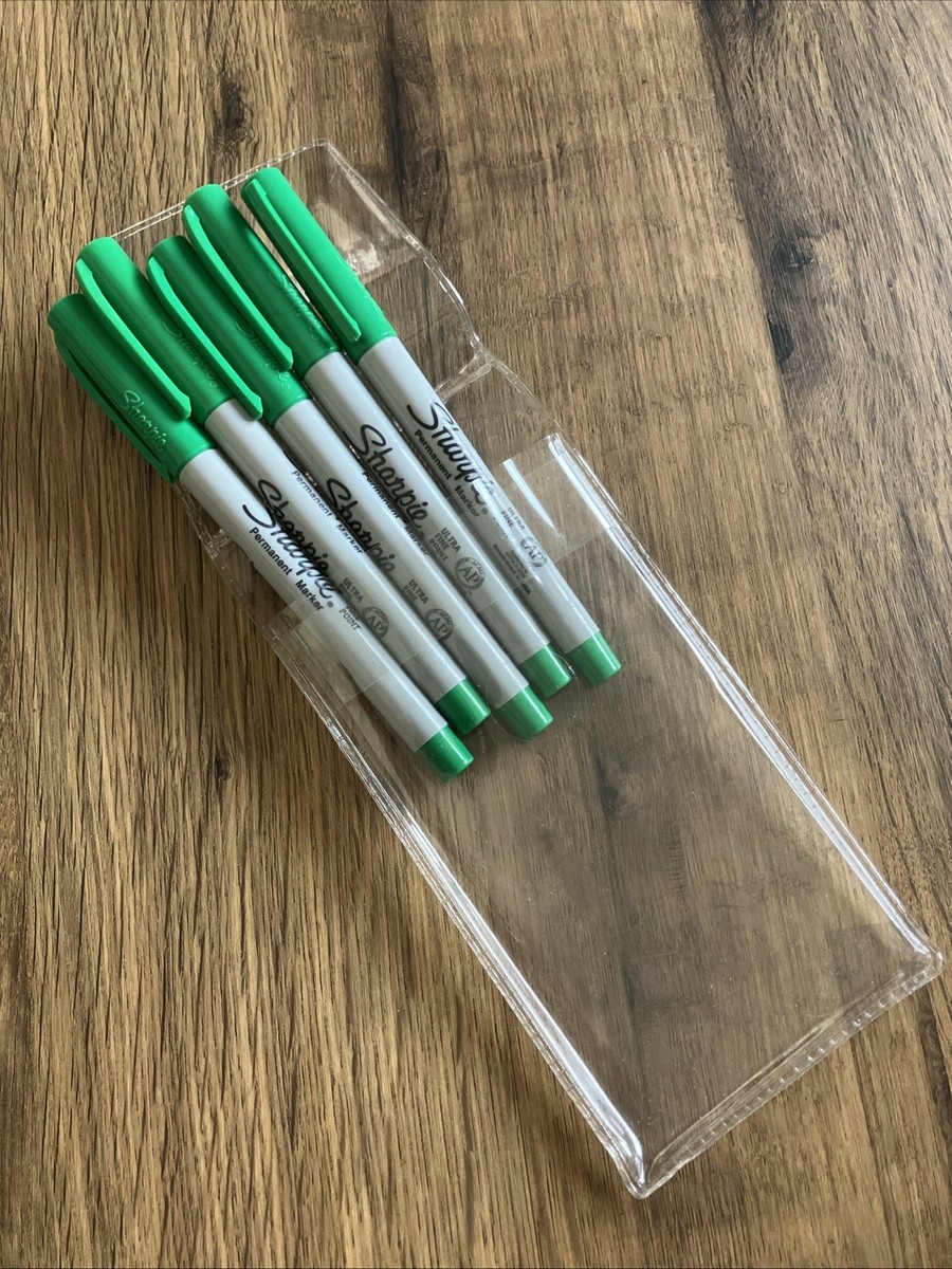 Sharpie Ultra Fine GREEN Permanent Markers, Tip MARKERS CARRY  CASE