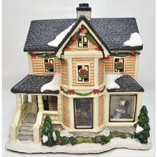 St Nicholas Square Decorating The Tree Illuminated Christmas Village 2013 w/Box